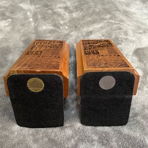 Vintage Wood Walnut Laser Cut Coastal Nautical Bookends - Picture 2 of 9